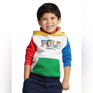Polo Ralph Lauren Little Boy's Logo Colorblock Hoodie Sweatshirt Size M (10-12)